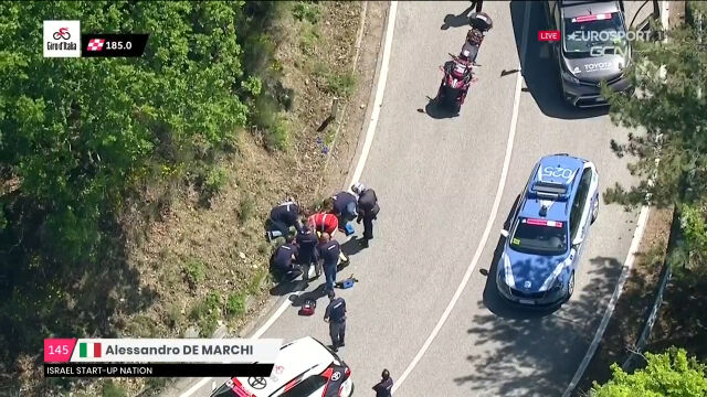 Koniec Giro d’Italia dla De Marchiego. Włoch przetransportowany do szpitala