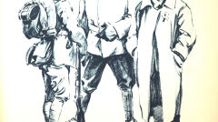 Sam Sandi w towarzystwie Alzatczyka Rubstucka i Chińczyka Czendefu. Karykatura Leona Prauzińskiego.